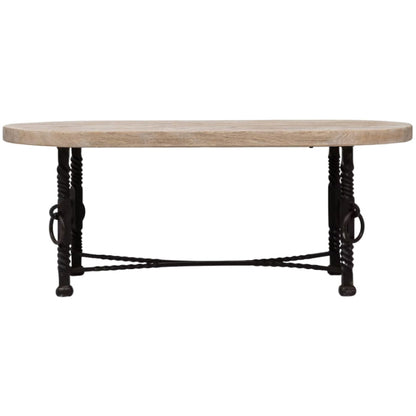Table basse rustique avec base en fer, vers 1940