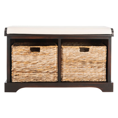 Banc de rangement tressé marron Euphemia de SAFAVIEH - 33,5 x 16,1 x 19,9 - 34 L x 16 P x 20 H