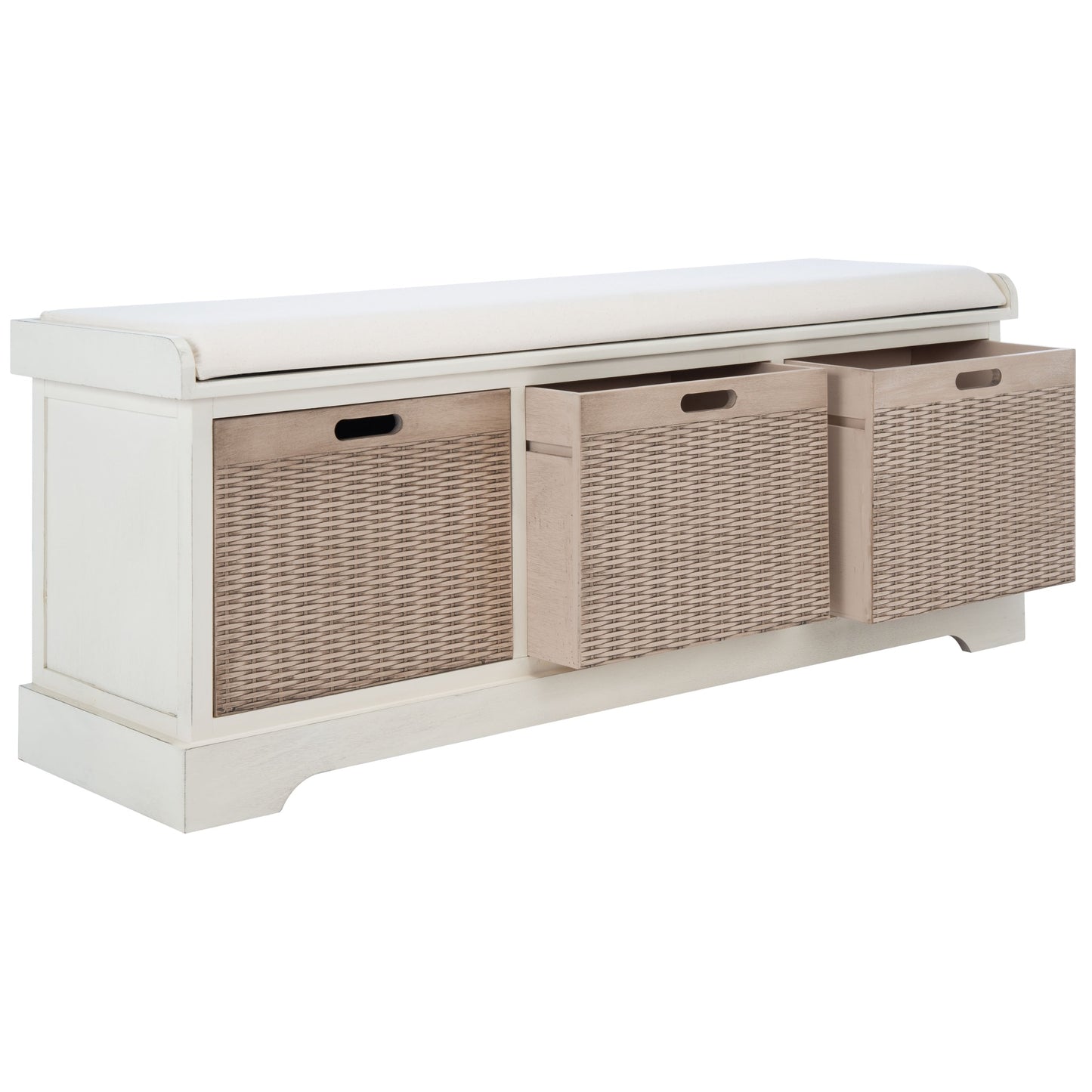Banc de rangement à 3 tiroirs avec coussins SAFAVIEH Fiorello - 47,3 L x 15 L x 19 H - 47 L x 15 P x 19 H