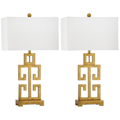 Lampe de table Chantelle de SAFAVIEH Lighting, 29 pouces, finition or antique grecque (lot de 2) - 16 L x 9 P x 29 H