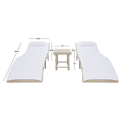 Ensemble de chaises longues d'extérieur Blaguna 3 pièces SAFAVIEH - 83 L x 20 P x 24 H