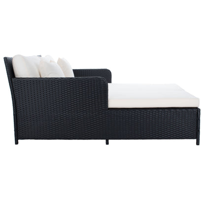 Lit de repos d'extérieur SAFAVIEH Taniyah en osier avec oreiller et coussins - 53 L x 28 P x 62 H