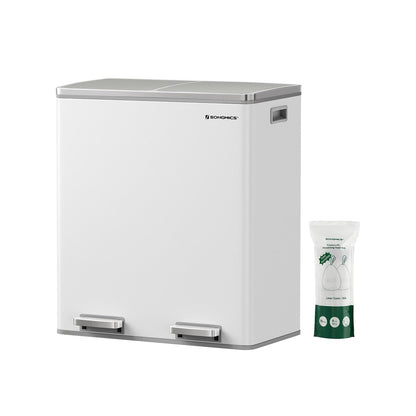 Poubelle double SONGMICS, 2 x 8 gallons, acier inoxydable