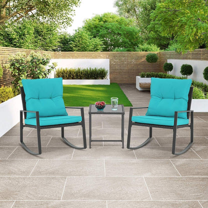 Ensemble bistrot à bascule d'extérieur en métal noir SUNCROWN 3 pièces