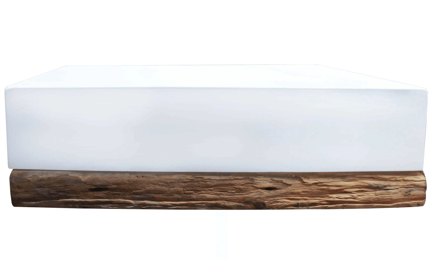 Table basse d'extérieur moderne en teck blanc