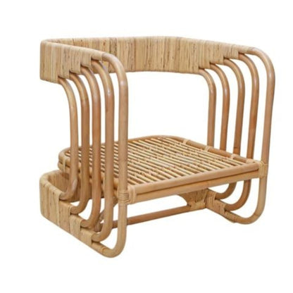Chaise longue sculpturale en rotin
