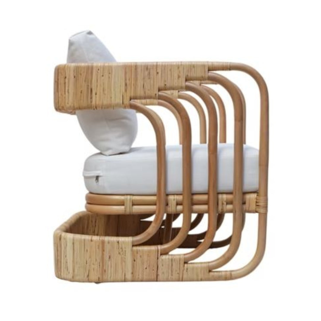 Chaise longue sculpturale en rotin