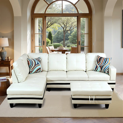 Ensemble de canapés de salon 3 pièces en cuir synthétique semi-PU