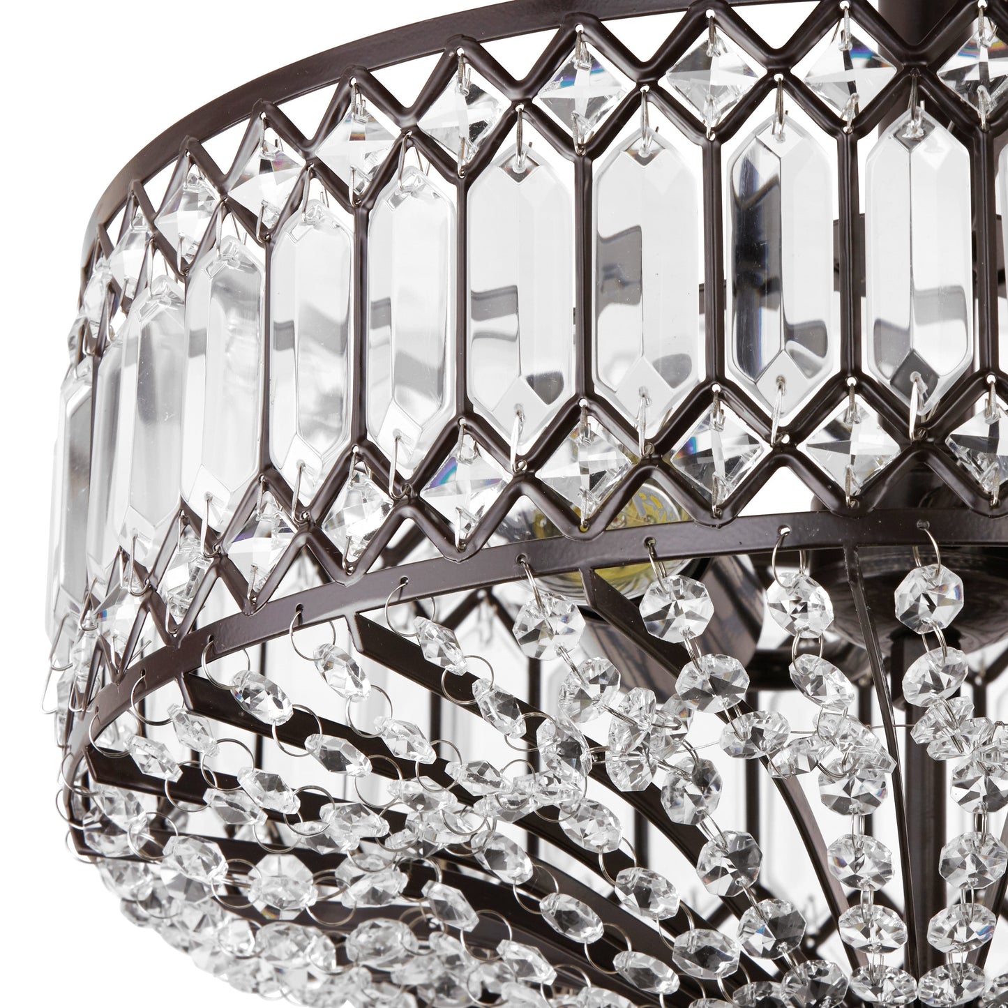 Luminaire semi-encastré en verre à plusieurs niveaux Silver Orchid Furey, bronze/or - 14,75 L x 14,75 l x 15,25 H