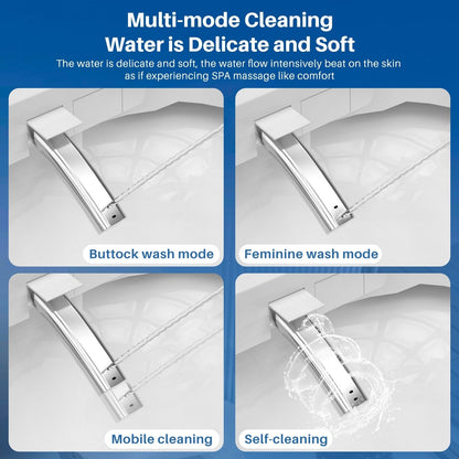 Toilettes intelligentes, bidet monobloc pour salle de bain, toilettes allongées modernes avec eau chaude, double chasse d'eau automatique, fonctionnement par capteur de pied