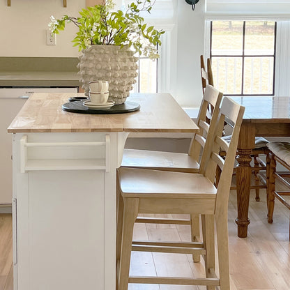 Desserte de cuisine Sophia &amp; William avec abattant et plateau en bois d'hévéa, chariot de cuisine roulant avec grand meuble de rangement