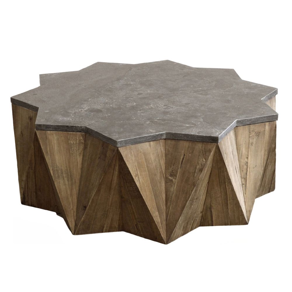 Table basse avec plateau en marbre Bluestone et base en étoile