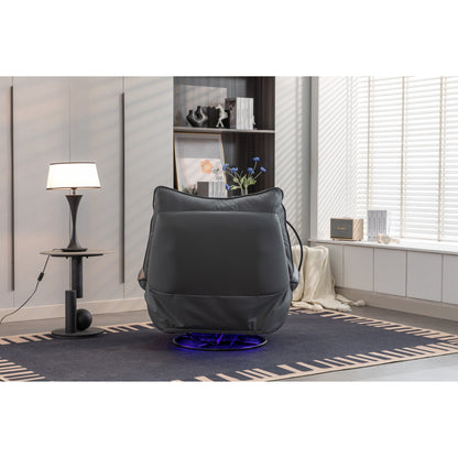 Fauteuil inclinable pivotant et électrique avec haut-parleurs Bluetooth, support de téléphone, ports de chargement USB et Type-C, rangement dissimulé dans les accoudoirs