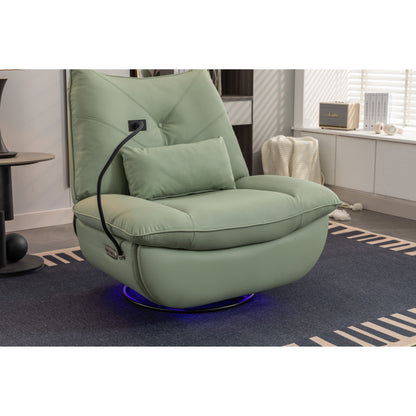 Fauteuil inclinable pivotant et électrique avec haut-parleurs Bluetooth, support de téléphone, ports de chargement USB et Type-C, rangement dissimulé dans les accoudoirs