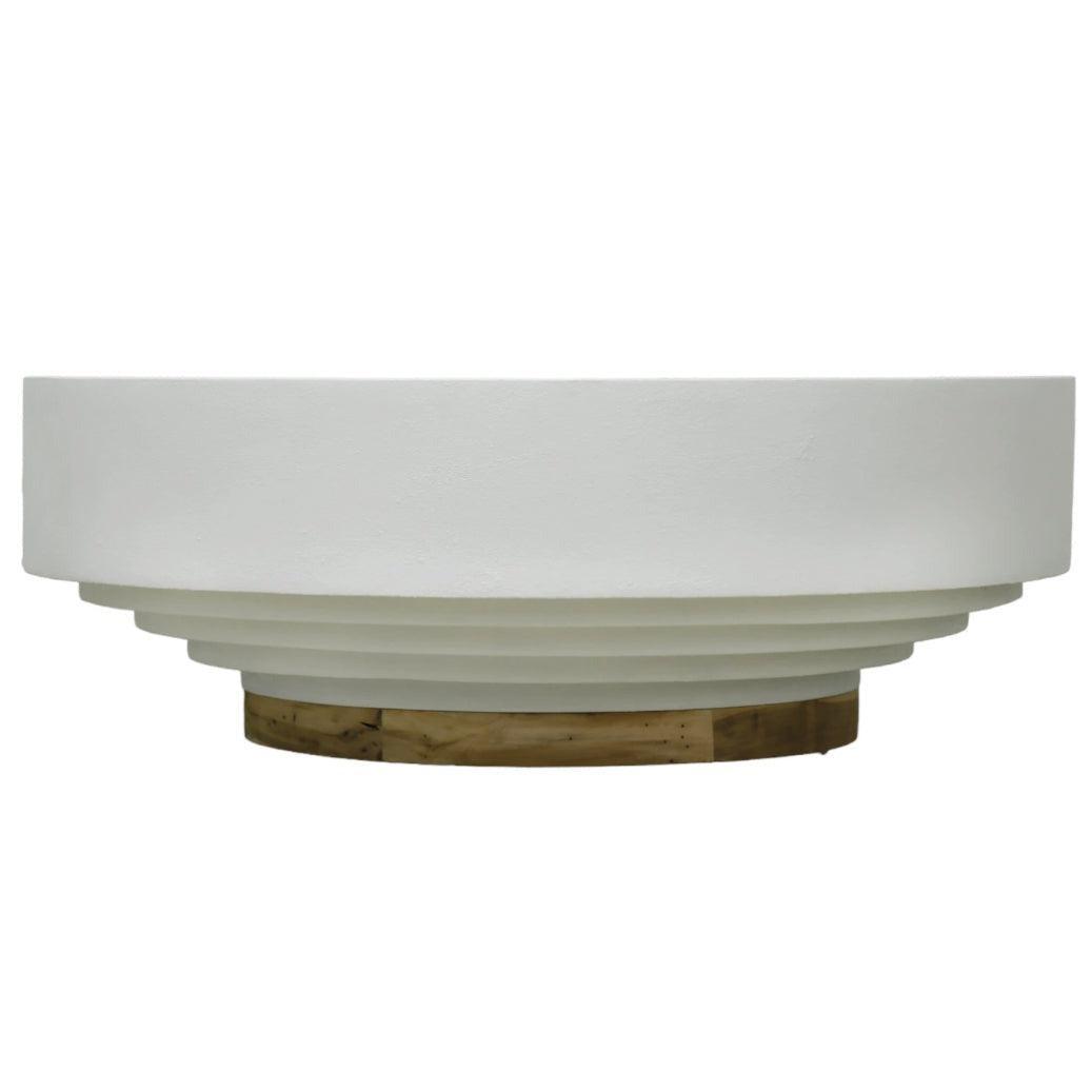 Table basse d'extérieur ronde blanche Tambor