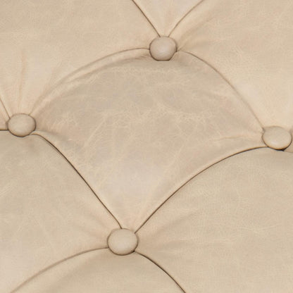 Pouf touffeté rustique en cuir pleine fleur