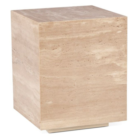 Table d'appoint tambour en pierre de travertin