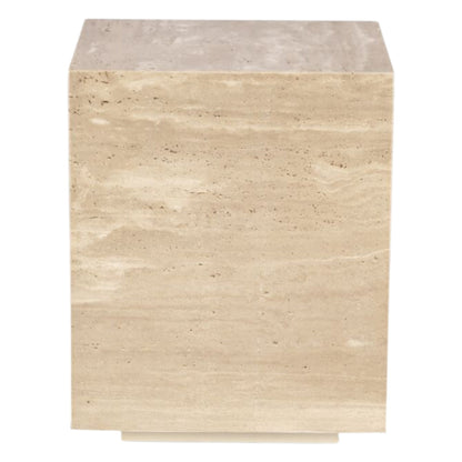 Table d'appoint tambour en pierre de travertin