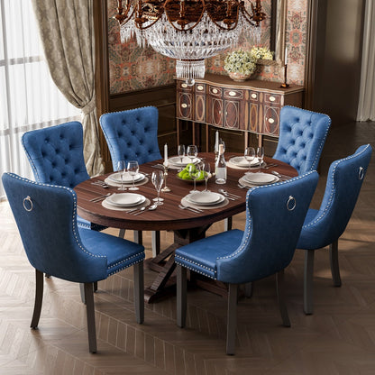 Chaise de salle à manger capitonnée en velours avec pieds en bois massif, lot de 6