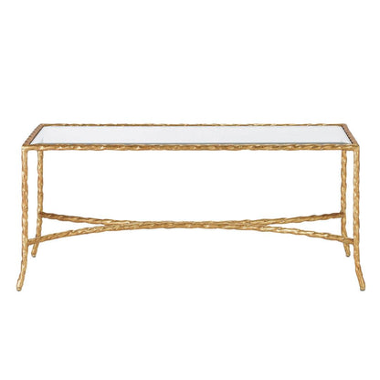 Table basse torsadée en feuille d'or