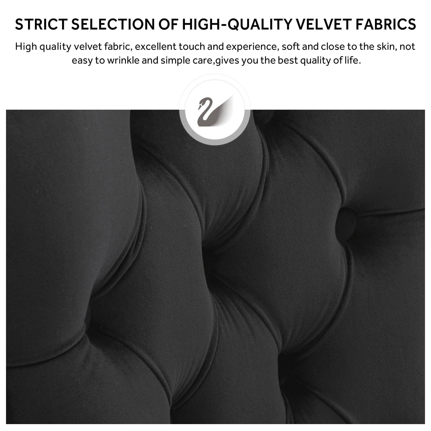 Chaise de salle à manger capitonnée en velours avec pieds en bois massif, lot de 6