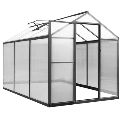 Serre de jardin en aluminium VEIKOUS avec ventilation de toit réglable et porte verrouillable, gris