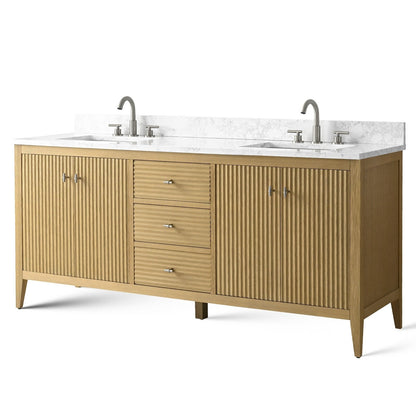 Meuble-lavabo double vasque Vanity Art 72 avec plateau en marbre reconstitué