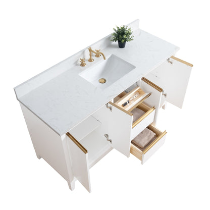 Meuble-lavabo de salle de bain Vanity Art avec lavabo en céramique et plateau en marbre reconstitué
