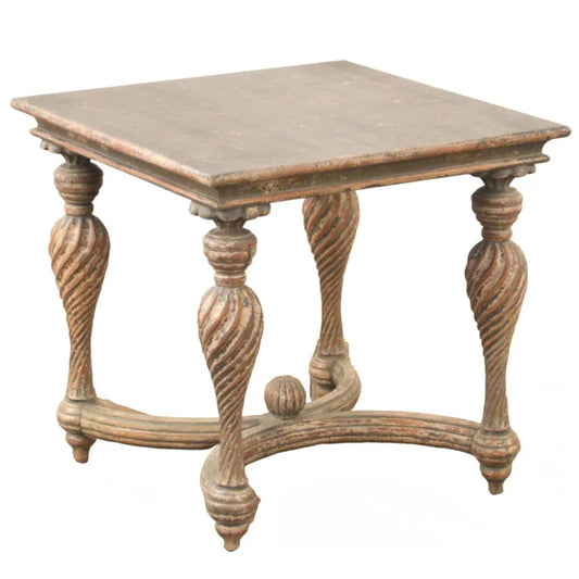 Table d'appoint en bois sculpté Verte