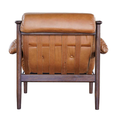 Fauteuil moderne en cuir avec cadre en noyer