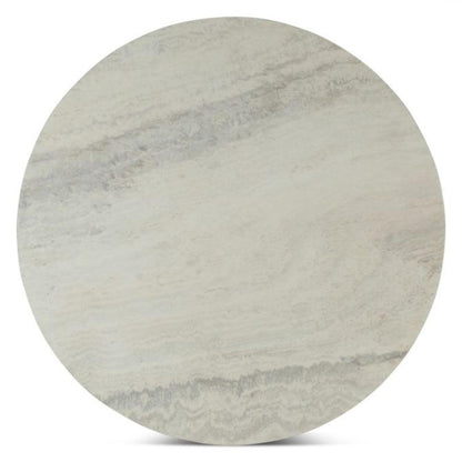 Table basse en travertin blanc avec base en chêne clair