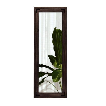Miroir de sol rustique de style ferme avec cadre en bois - 65 x 24