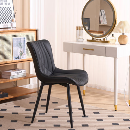 Lot de 2 chaises de salle à manger modernes en cuir rembourré sans accoudoirs