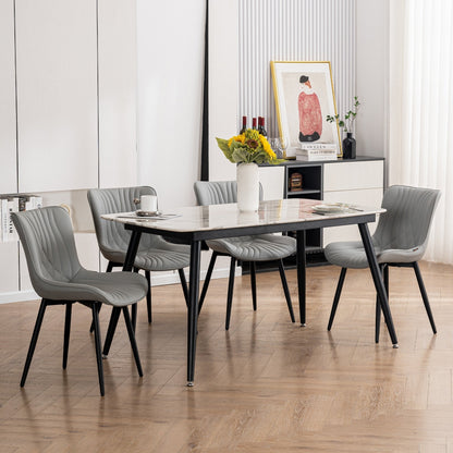 Lot de 2 chaises de salle à manger modernes en cuir rembourré sans accoudoirs