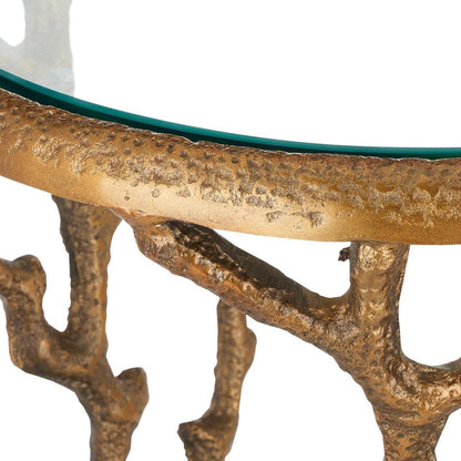 Table d'appoint en laiton et corail