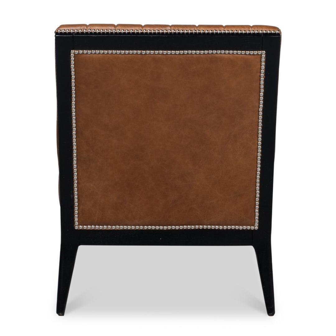 Fauteuil chausson moderne en cuir marron