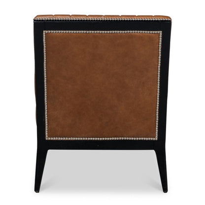 Fauteuil chausson moderne en cuir marron