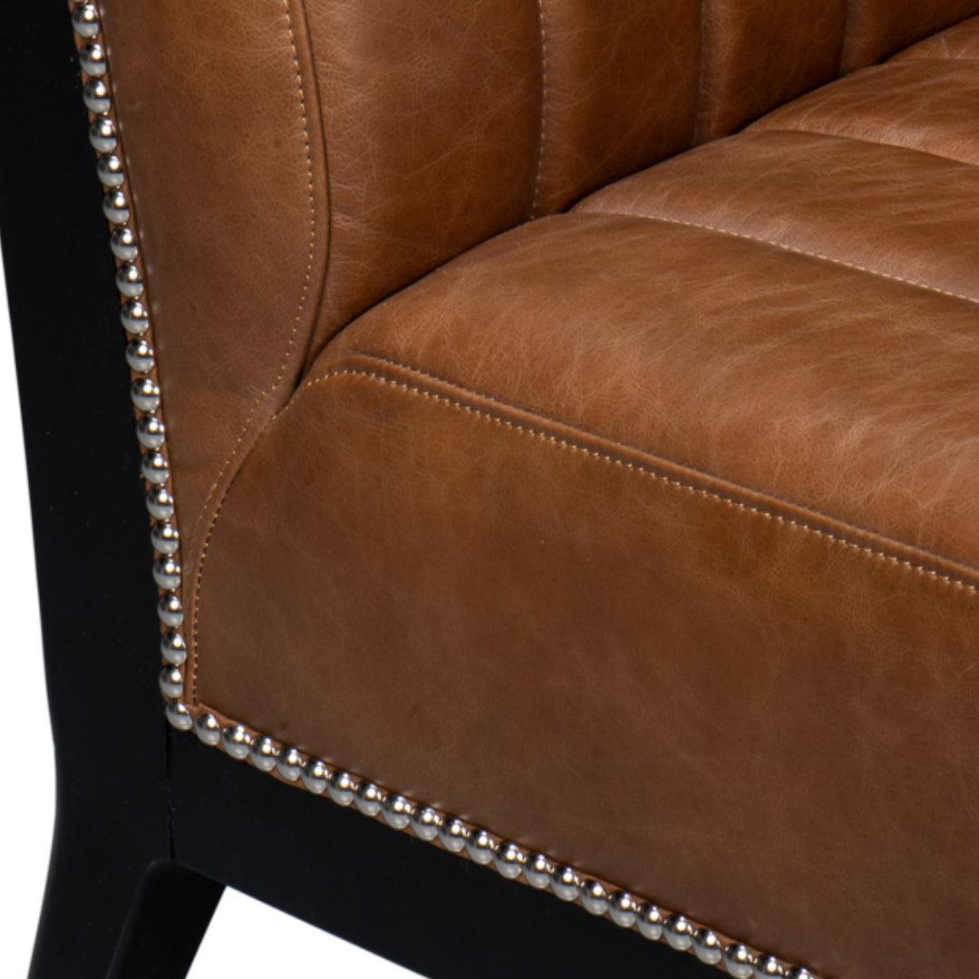 Fauteuil chausson moderne en cuir marron