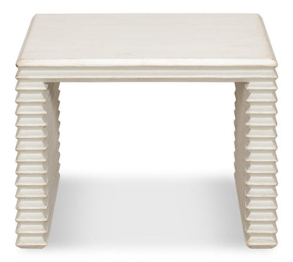 Table d'appoint côtelée blanche antique