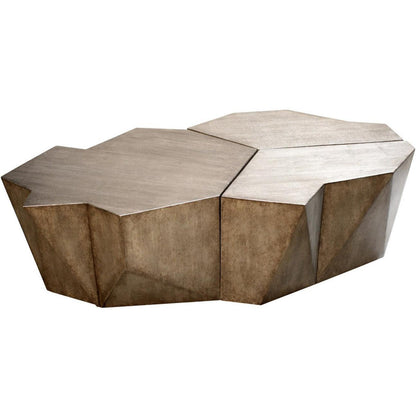 Table basse géométrique moderne en argent vieilli