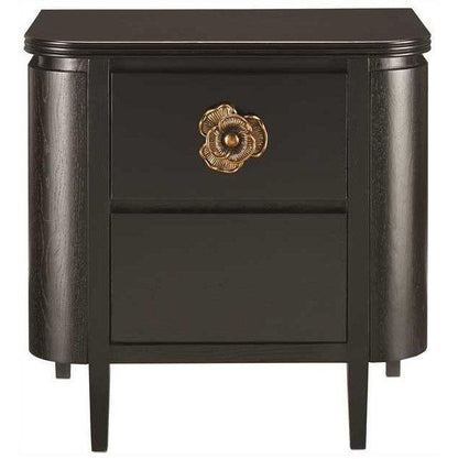 Table de chevet florale noire