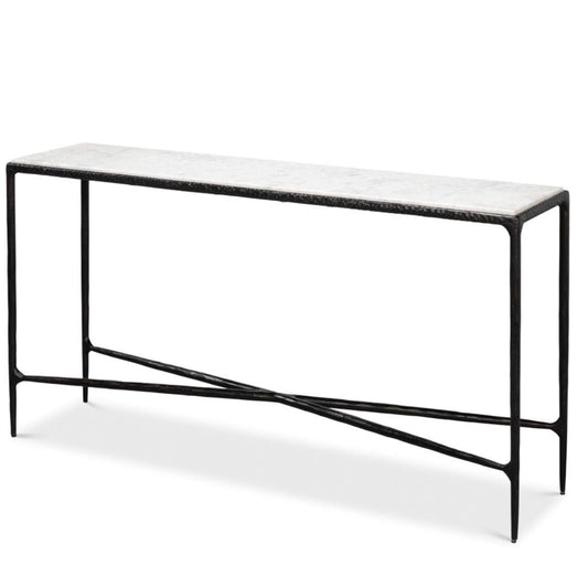Table console avec plateau en marbre forgé