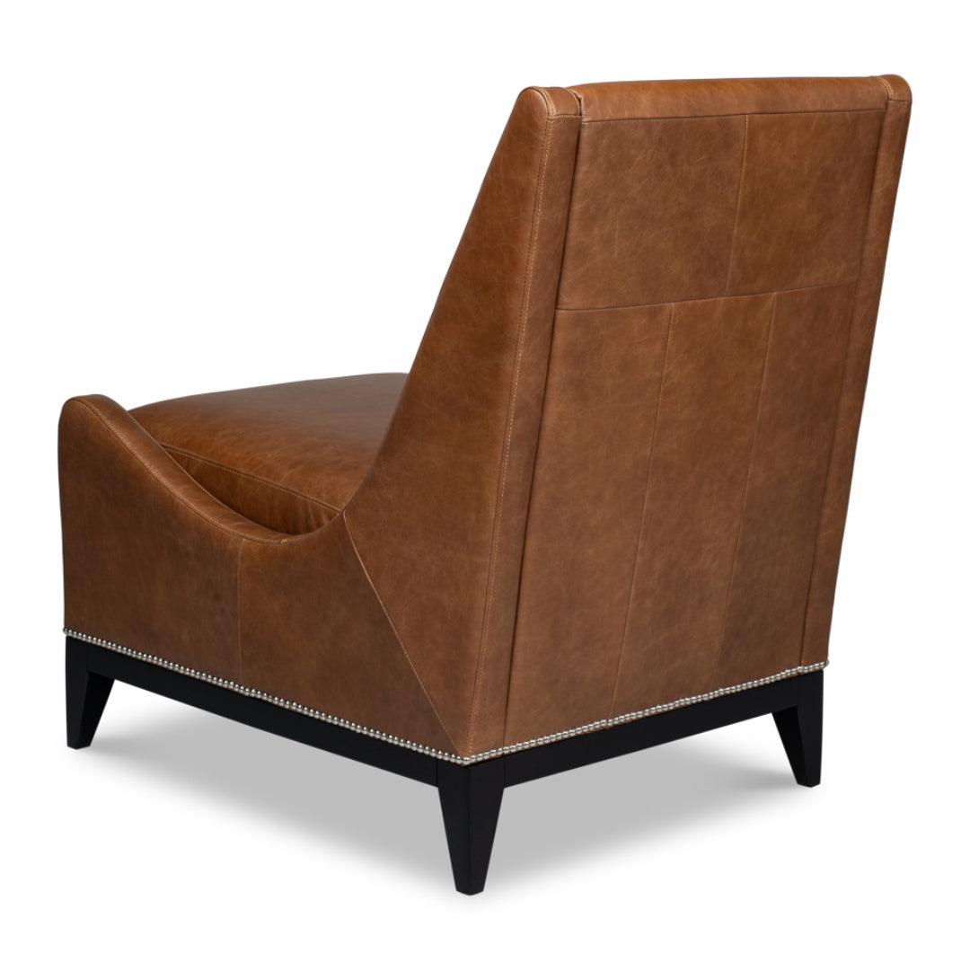 Fauteuil d'appoint en cuir marron chocolat