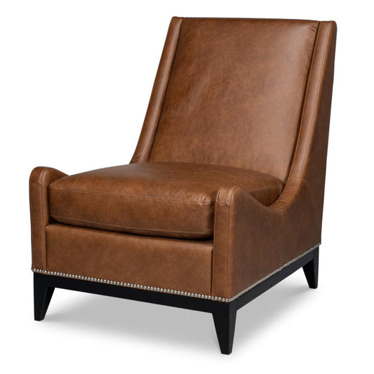Fauteuil d'appoint en cuir marron chocolat