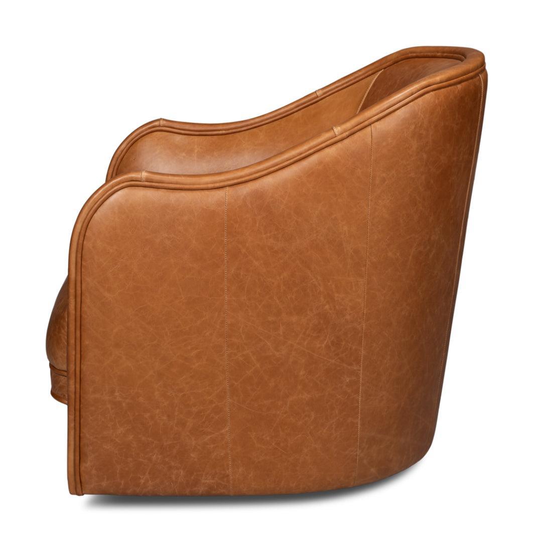 Chaise pivotante en cuir souple marron