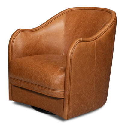 Chaise pivotante en cuir souple marron