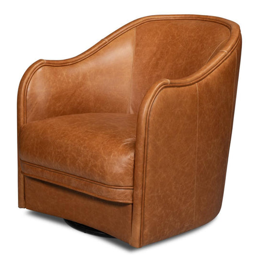 Chaise pivotante en cuir souple marron