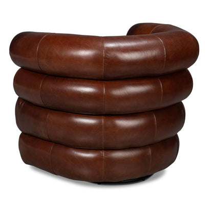 Chaise pivotante en cuir marron Newark