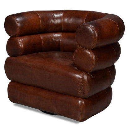 Chaise pivotante en cuir marron Newark