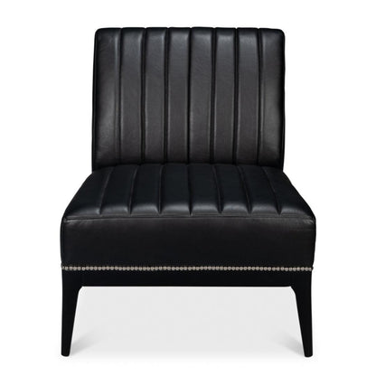 Fauteuil pantoufle moderne en cuir noir